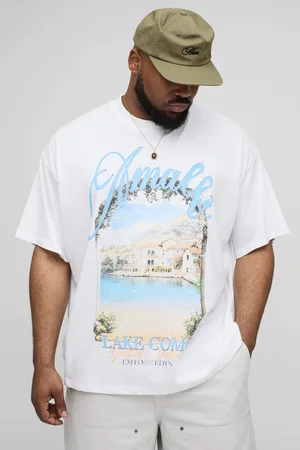 Boohoo Camiseta Plus Oversize Con Cuello Extendido Y Estampado De Paisaje Amalfi
