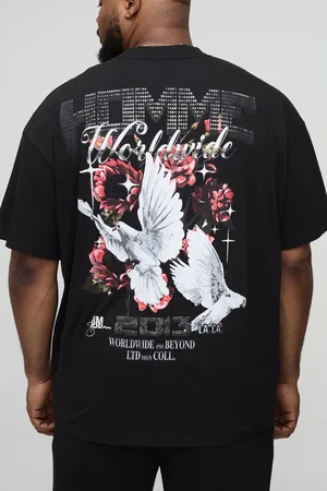 Boohoo Camiseta Plus Oversize Con Cuello Extendido Y Estampado Homme De Flores Renacentistas