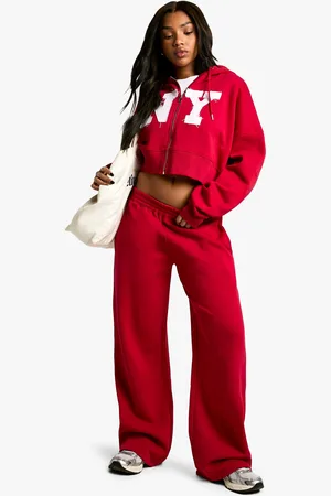 Boohoo Pantalón Deportivo Recto Con Aplique De Tela Propia Ny
