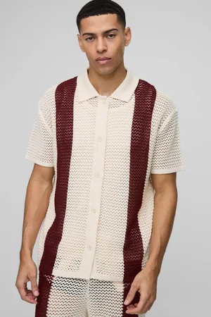Boohoo Camisa Recta De Punto Calado Con Rayas
