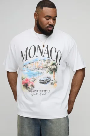 Boohoo Camiseta Plus Oversize Con Cuello Extendido Y Estampado De Paisaje Monaco