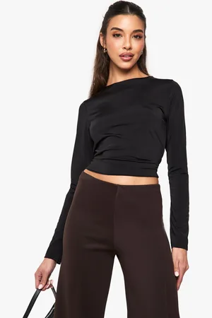 Boohoo Top Crop Ceñido De Manga Larga