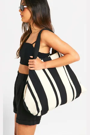 Boohoo Bolso Tote Para La Playa De Lona Con Rayas