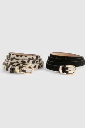 Boohoo Pack De 2 Cinturones De Ante Sintético Y Leopardo