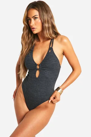 Boohoo Bañador Texturizado Con Anillo Redondo Y Control De Abdomen