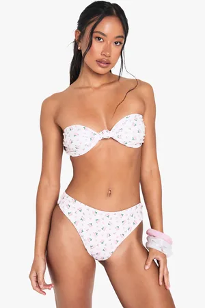 Boohoo Top De Biquini Palabra De Honor Essentials Con Nudo Y Estampado De Flores