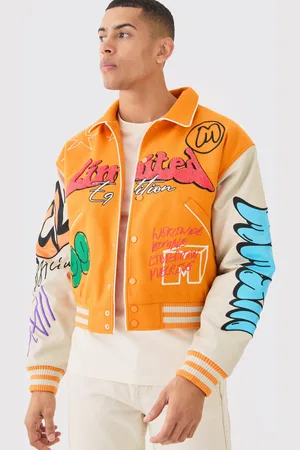 Boohoo Chaqueta Recta Universitaria Con Grafiti