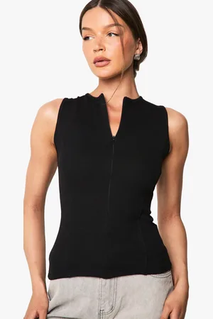 Boohoo Top De Canalé Sin Mangas Con Cremallera