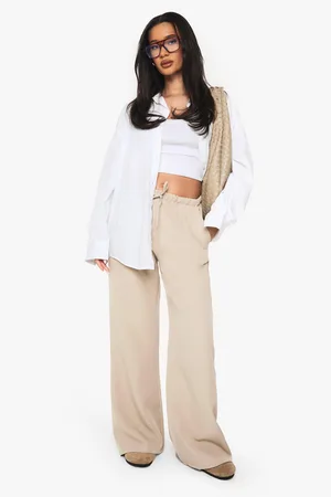 Boohoo Pantalón De Campana De Tela Con Cordón Elástico