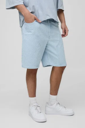 Boohoo Pantalón Corto Vaquero Holgado Sin Tratar Desgastado Estilo Carpintero En Claro