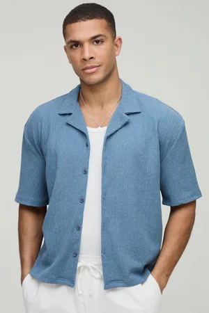 Boohoo Camisa Oversize Recta Fruncida De Manga Corta Con Solapas
