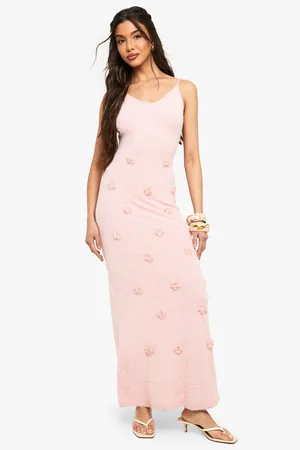 Boohoo Vestido Maxi De Punto Con Detalle De Flores