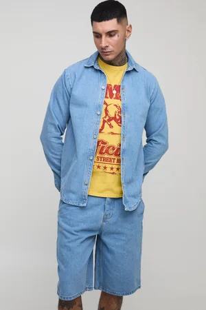 Boohoo Conjunto Tall De Pantalón Corto Y Camisa Vaquera