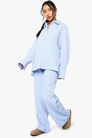 Boohoo Conjunto Coordinado De Pantalón Y Camisa Oversize De Rayas