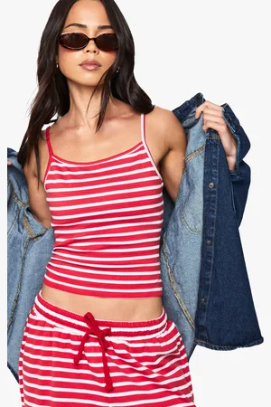 Boohoo Camisola Crop De Canalé Y Tirantes