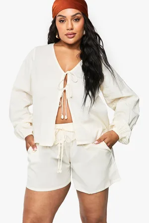 Boohoo Conjunto Coordinado Plus Para La Playa Con Atadura Frontal Y Ribete De Conchas