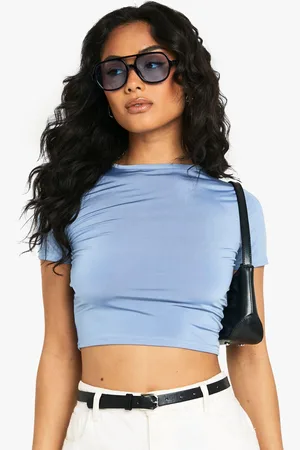 Boohoo Top Crop Básico Ceñido De Manga Corta
