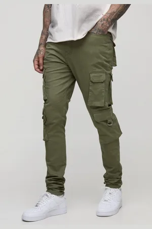 Boohoo Pantalón Tall Cargo Pitillo Con Pernera Plisada Y Cintura Fija