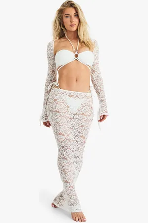 Boohoo Conjunto Coordinado De Falda Maxi Para La Playa De Encaje Premium Para Novia