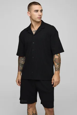 Boohoo Conjunto Oversize Texturizado De Pantalón Corto Y Camisa De Tela Jersey Y Canalé