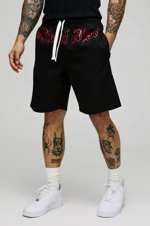 Boohoo Pantalón Corto De Sarga Holgado Con Estampado Y Cintura Elástica