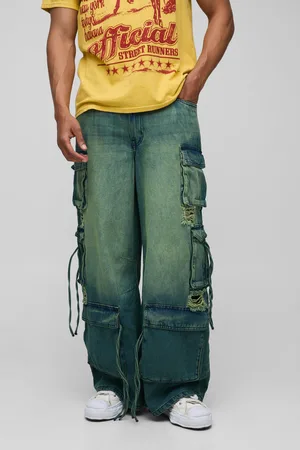 Boohoo Vaqueros Súper Holgados Sin Tratar Rotos Con Multibolsillos Cargo