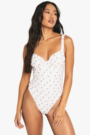 Boohoo Bañador Essentials Fruncido Con Aros Y Estampado De Flores