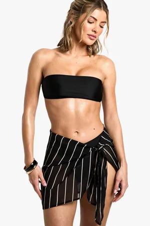 Boohoo Pareo Mini De Rayas Essentials Para La Playa