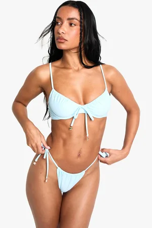Boohoo Braguita De Biquini Fruncida Con Atadura Lateral Y Ribete De Estrella De Mar