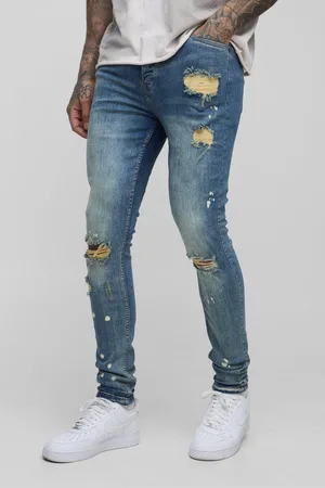 Boohoo Vaqueros Tall Pitillo Rotos Con Salpicaduras De Pintura