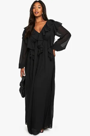 Boohoo Vestido Plus Maxi Skater De Chifón Con Volante