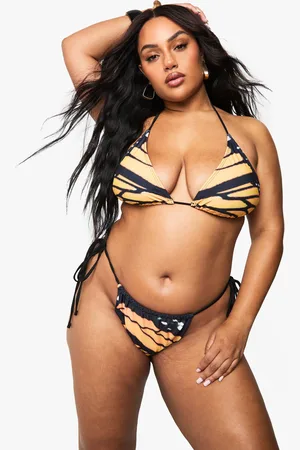 Boohoo Bikini Plus De Triángulo Con Oversize Y Estampado De Mariposas