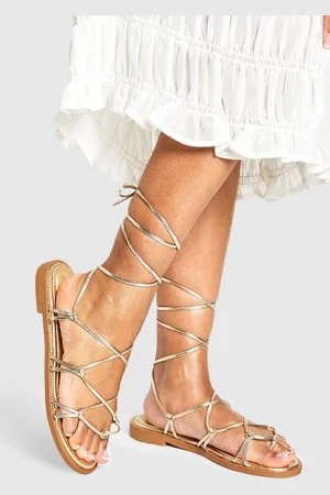Boohoo Sandalias Planas De Holgura Ancha Con Tiras Cruzadas