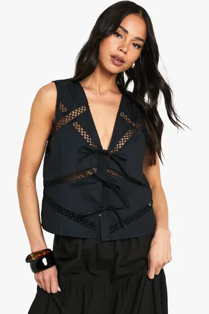 Boohoo Chaleco Con Atadura Frontal E Inserción De Encaje