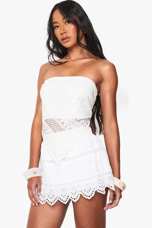 Boohoo Minifalda Con Inserción De Encaje Y Bordado Inglés