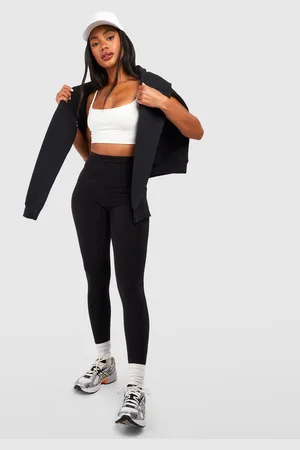 Boohoo Leggings Moldeadores De Tiro Alto De Tela Doble
