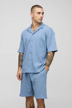 Boohoo Conjunto Oversize Texturizado De Pantalón Corto Y Camisa De Tela Jersey Y Canalé
