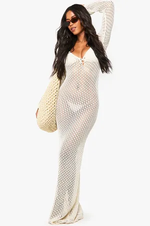 Boohoo Vestido Maxi Para La Playa De Croché