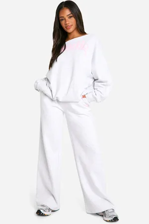 Boohoo Pantalón Deportivo De Pernera Recta Con Cintura Ancha Y Eslogan Dsgn Studio