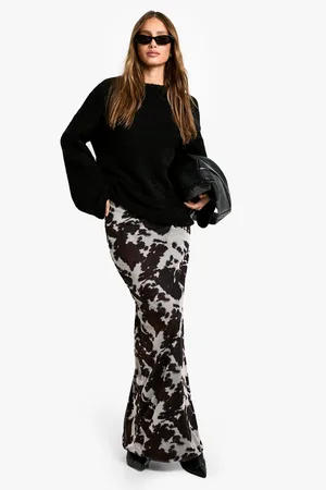 Boohoo Falda Maxi De Malla Con Estampado De Vaca