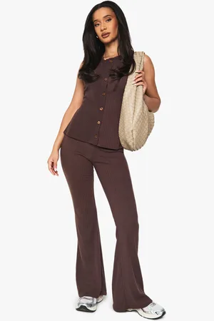Boohoo Conjunto De Pantalón Y Top Sin Mangas De Canalé Con Botones