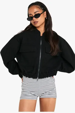 Boohoo Chaqueta Bomber Efecto Lana Con Cremallera Doble