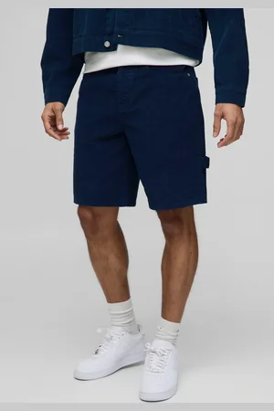 Boohoo Pantalón Corto Holgado De Pana Azul Marino Con Cintura Fija