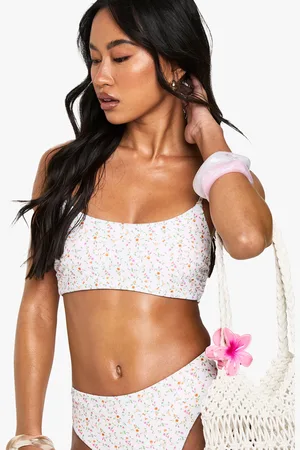 Boohoo Top De Biquini Reversible De Flores Con Escote En U