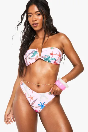 Boohoo Biquini Palabra De Honor Con Estampado De Estrella De Mar Y Pico Frontal