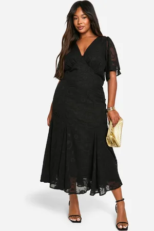 Boohoo Vestido Plus Midaxi De Jacquard Con Mangas Sueltas Y Estampado De Flores