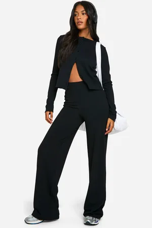 Boohoo Conjunto Coordinado Tall De Pantalón De Pernera Ancha Y Cárdigan Fruncido
