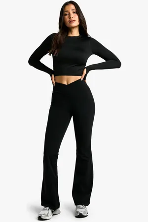 Boohoo Leggings Tall Cruzados Active Premium De Tiro Alto Acampanados