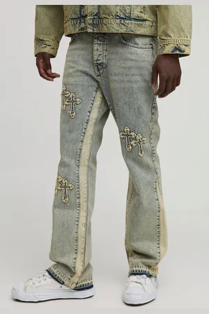 Boohoo Vaqueros De Campana Ajustados Con Apliques Cruzados