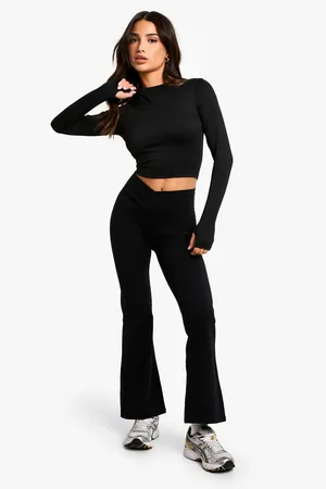 Boohoo Leggings Petite De Tiro Alto Cruzados Premium Active De Campana